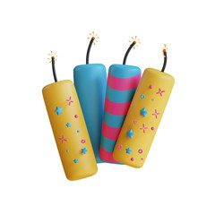 3D illustration of colorful firecrackers for festive celebrations