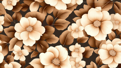 Seamless elegant floral pattern in mocha mousse and brown tones