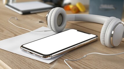 Modern 3D Smartphone Mockup Design with White Screen for Branding