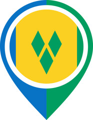 Map Icon Inside Saint Vincent & The Grenadines Flag