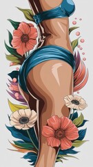  An illustration of a woman's lower body focusing on her bikini line with smooth, hair-free skin