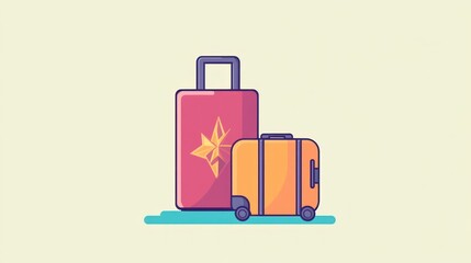 Fototapeta premium Two Suitcases Ready For A Travel Adventure