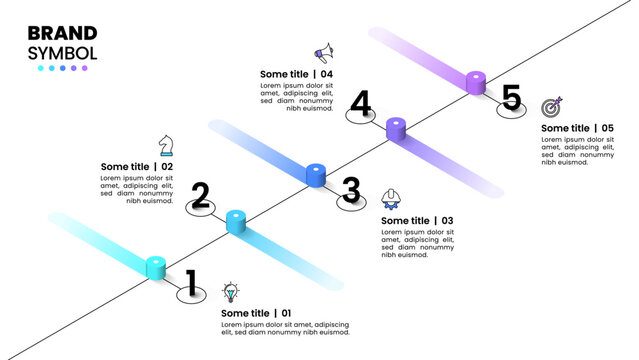 Infographic template. Isometric line with 5 steps