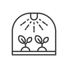 Smart farming greenhouse icon in line design. Smart, farming, greenhouse, agriculture, technology, innovation, system on white background vector. Smart farming greenhouse editable stroke icon