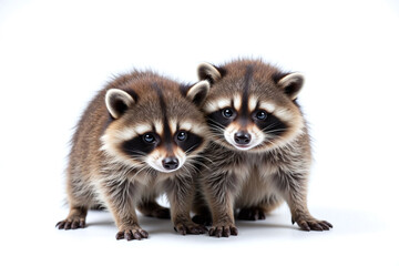 Obraz premium Two baby raccoons on white background