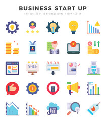 Vector Business Start Up types icon set in Flat style. vector illustration.