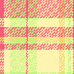 Primary check seamless background, striped tartan texture textile. Everyday plaid fabric vector pattern in yellow and red colors.