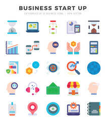 Business Start Up icons Pack. Flat icons set. Business Start Up collection set. Simple vector icons.