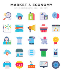 Market & Economy web icons in Flat style.