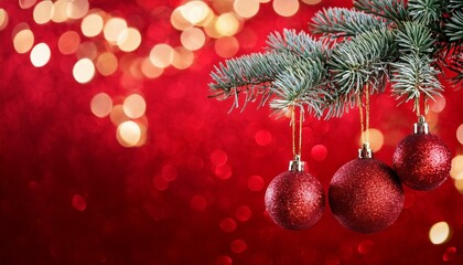 Obraz premium Christmas Tree In Red Shiny Glittering Background or christmas decoration on red