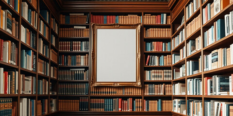 Large Artwork on Wall in Library - Mockup..