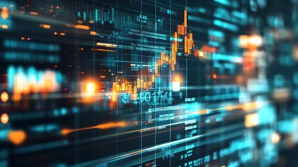 Market analysis trends digital finance data visualization virtual environment high-tech viewpoint financial insights
