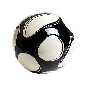A black and white soccer ball with white spots