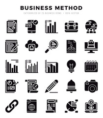 Business Method elements. Glyph web icon set. Simple vector illustration.