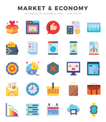 Market & Economy Flat icons. Vector Flat illustration.