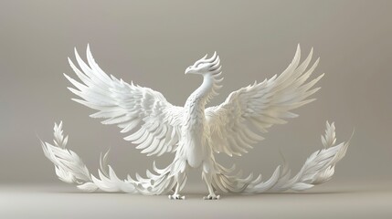 Obraz premium A white phoenix with its wings spread wide.