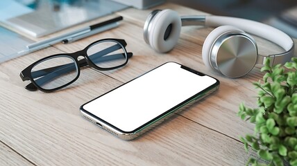 Realistic Smartphone Mockup 3D Render with Blank White Screen