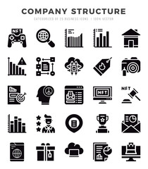 Vector Company Structure types icon set in Glyph style. vector illustration.