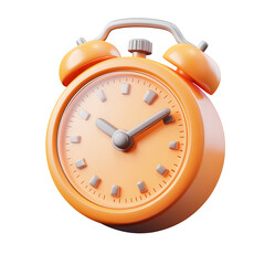 3D rendering orange alarm clock isolated on white background
