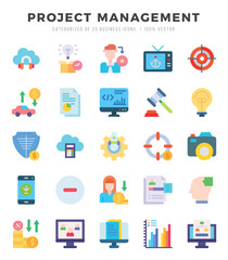 Vector icons set of Project Management. Flat style Icons.