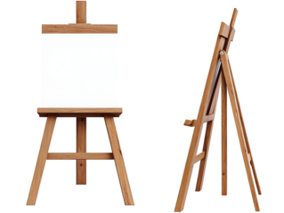Easel with blank canvas on transparent background