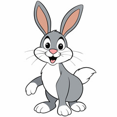 Rabbit vector illustration. Cute bunny rabbit cartoon clipart, animal in flat style.