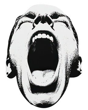 PNG An isolated black and white shouting man illustration modern photo.
