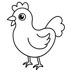 Cute Chicken Vector Design for Coloring and Kids Projects