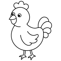 Cute Chicken Vector Design for Coloring and Kids Projects