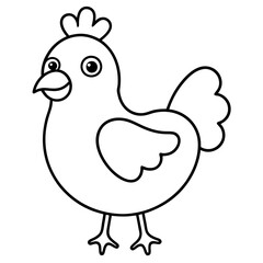 Cute Chicken Vector Design for Coloring and Kids Projects