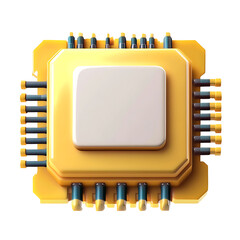 3D iilustration of Microchip isolated On white background