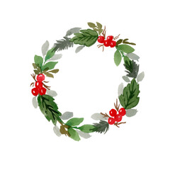 christmas wreath with holly berries