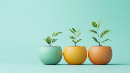 coins nurturing growth flat design side view renewable theme 3D render Complementary Color Scheme 