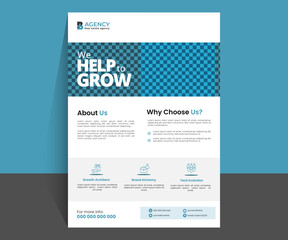 Minimal, modern Blue Corporate creative, digital marketing agency,marketing modern layout, elegant, abstract,A4,Template business, flyer design for agency business and personal use.
