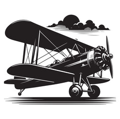 biplane silhouette vector illustration