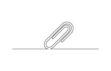 Obraz premium Linear background of paper clip. One continuous line drawing of a paper clip, One continuous line drawing of a paper clip. Vector illustration, 