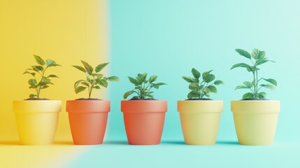 Fototapeta premium coins nurturing growth flat design side view renewable theme 3D render Complementary Color Scheme