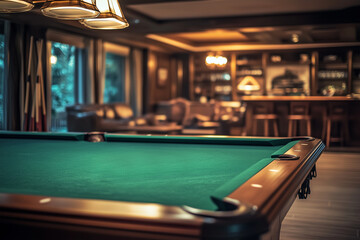 Classic Billiard Table in a Modern Game Room