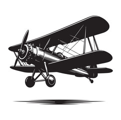 biplane silhouette vector illustration