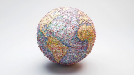 Digital globe with connected trade routes, global network, world trade