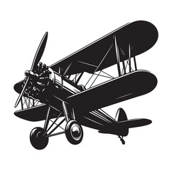 biplane silhouette vector illustration