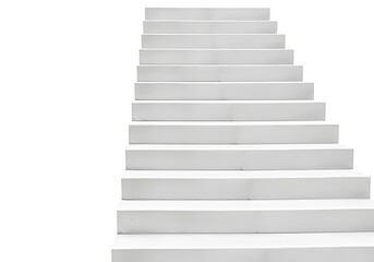 Concrete stairs on an isolated white background. Minimalistic design with a contemporary look. Concept of modern architecture