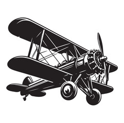 biplane silhouette vector illustration