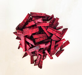 Beetroot slices top view isolated on white background