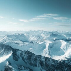 Fototapeta premium Snowy mountain range from above