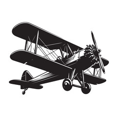 biplane silhouette vector illustration