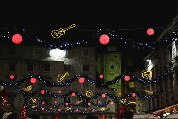 Christmas decorations and lights on Riva Promenade in Split, Croatia. Festive December night in Croatia. © jelena990
