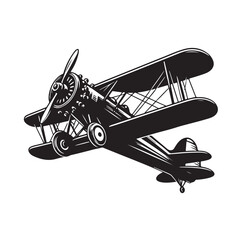 biplane silhouette vector illustration