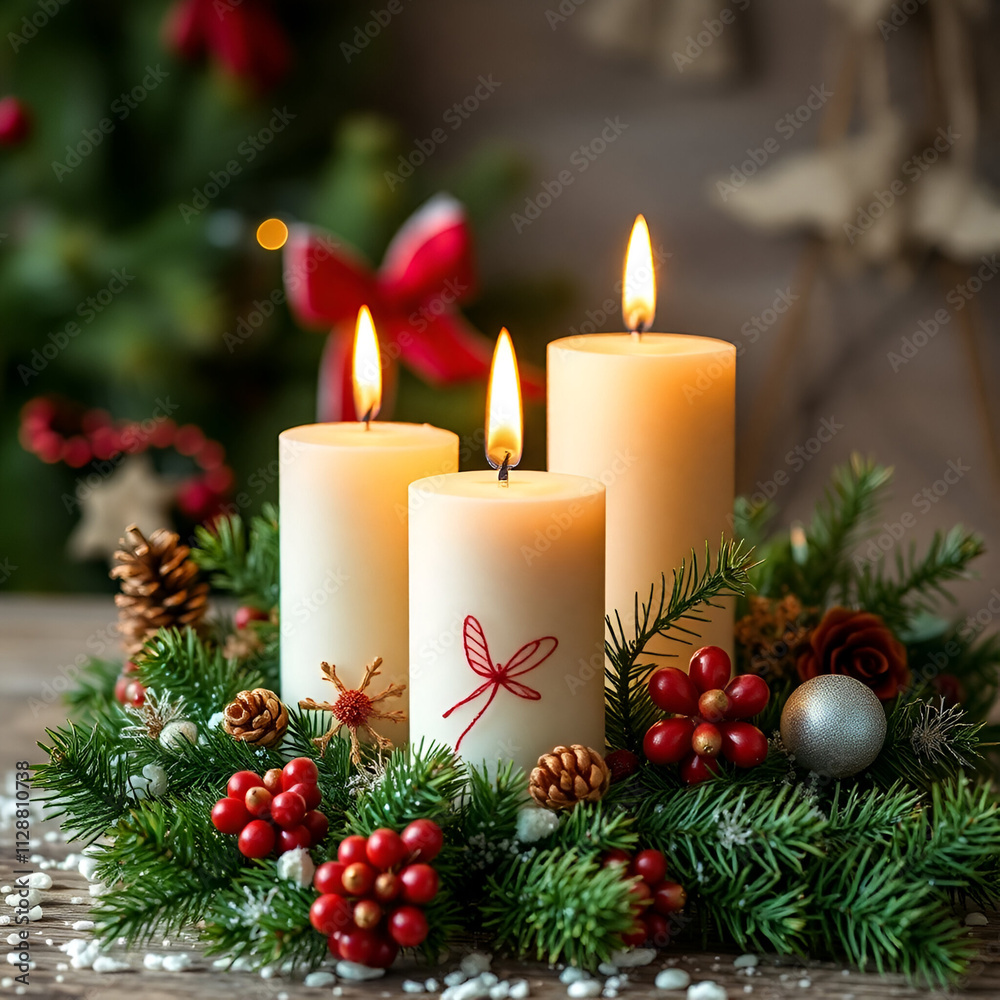 Fototapete Christmas and Happy New Year Background with Snowflakes on red background generative AI tools