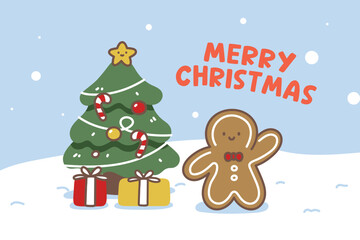 Merry Christmas Gingerbread and Tree